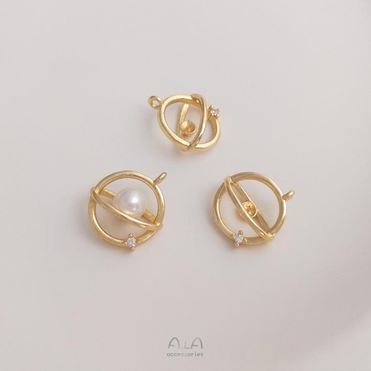 

14K Gold-Filled Crystal Pearl Bezel Pendant for DIY Necklace or Bracelet