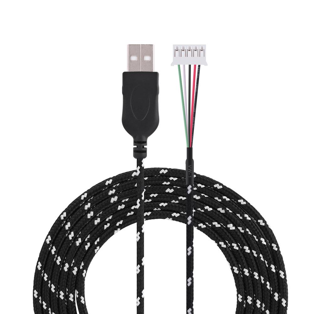 2.2 Meters USB Cable Wire Line Replacement for Steelseries Kana Mouse Black+White