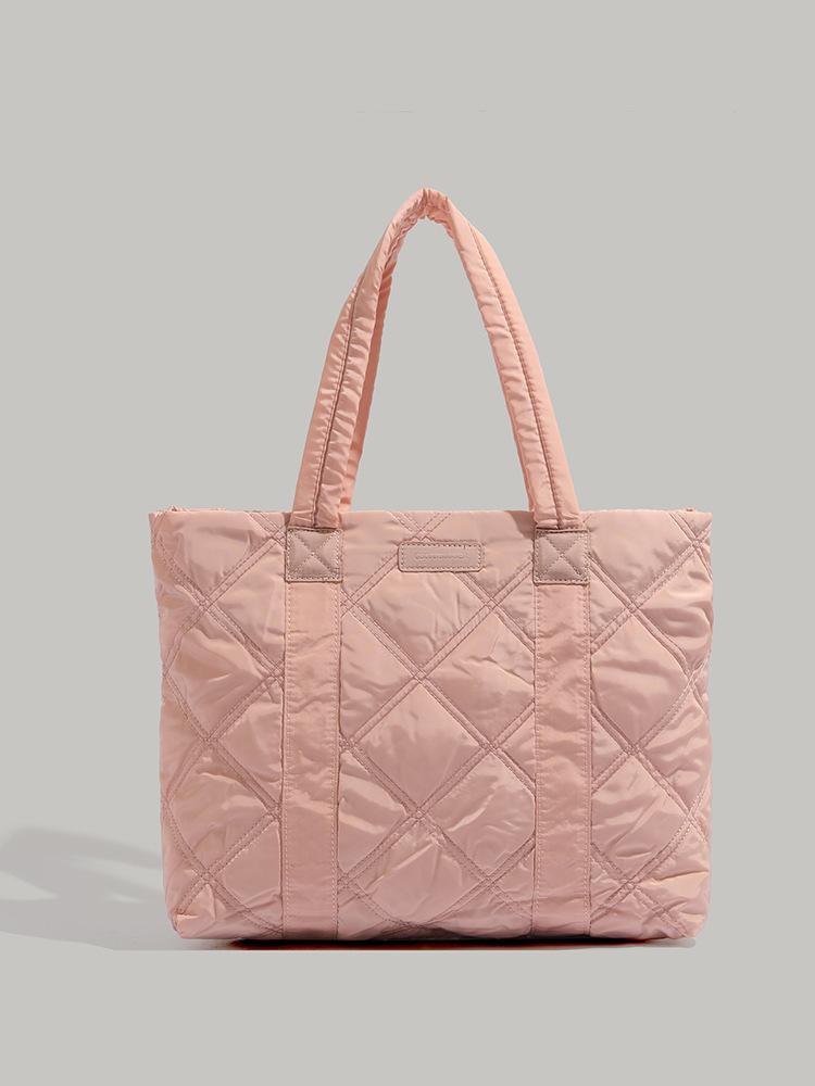 

2025 new bag female college students class tote bag large capacity casual versatile down light commuter bag tide розовый