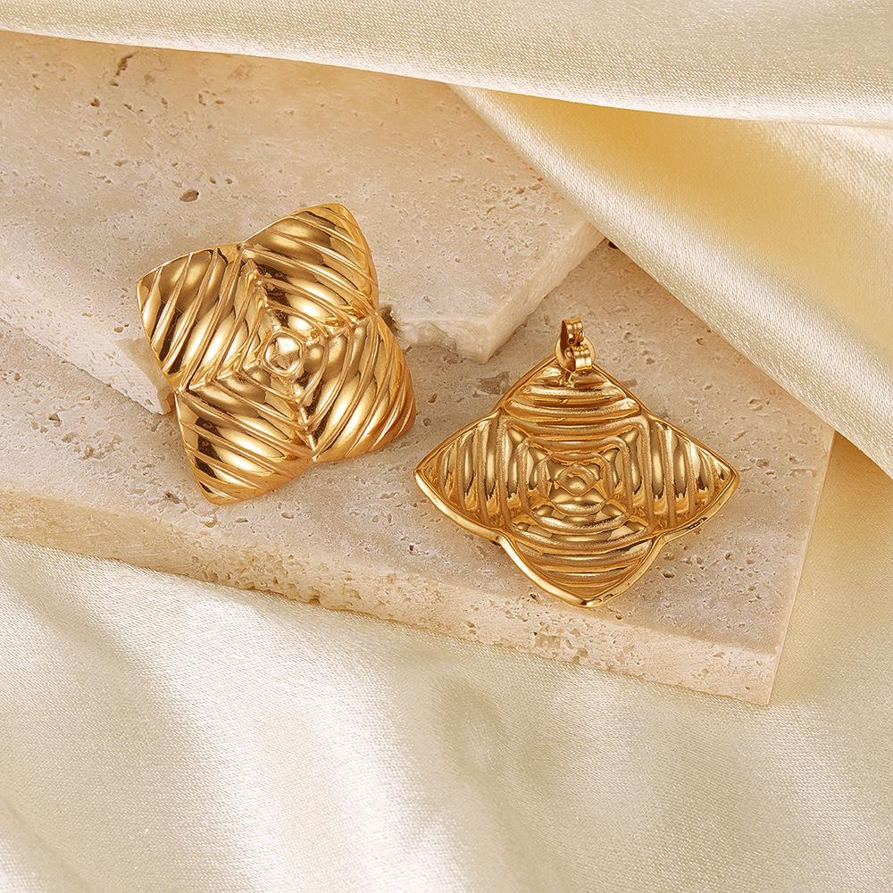 European & American Titanium Steel Square Earrings: Stylish Women's Gold-Plated Jewelry