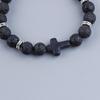 Adjustable Multi-Color Volcanic Stone Cross Beaded Bracelet