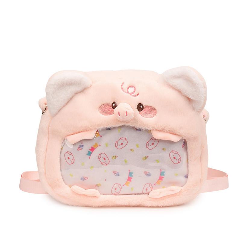 Pig Pink Cartoon Plush Bags Ergonomic Design Amples Storage School Leisures