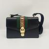 [Pre-Owned] Sylvie Gold Buckle Striped Webbing Thin Shoulder Strap Shoulder Crossbody Handbag Small - Very Good #V9ELWO