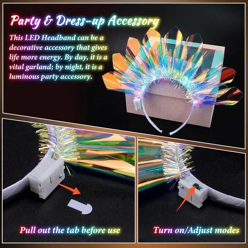 1-10 STÜCKE Leuchtendes Laser-Stirnband RGB Leuchtender Haarreif für Halloween Weihnachtsfeier, Bühnenperformance Lichtshow-Zubehör
