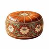 Embroidered Pattern Fillable Ottoman Pouf Round Shape Floor Seat Cushion Round Pouf Cover  Home Use