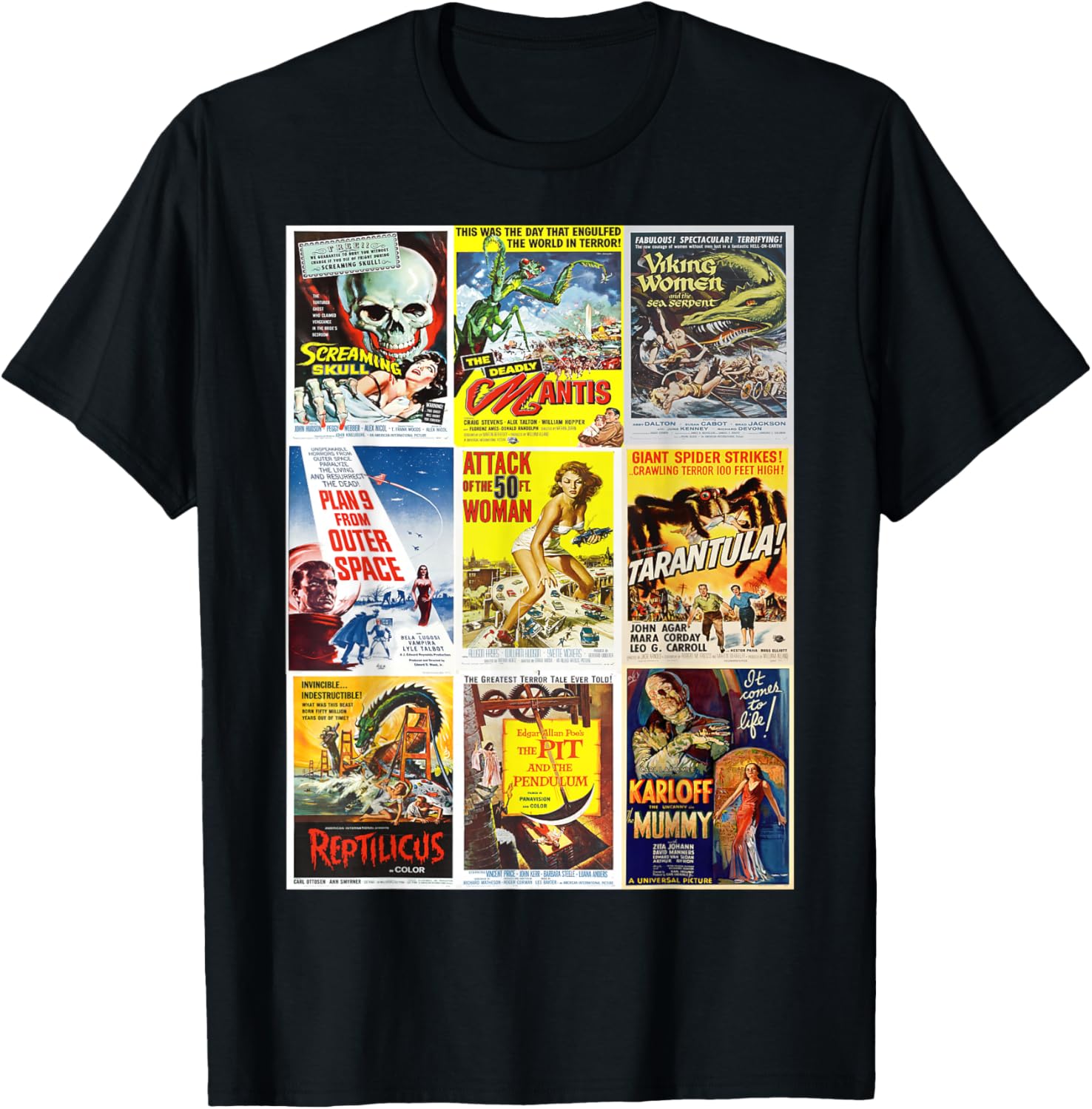 

B Movie Poster Collection, Classic Sci-Fi Horror Monsters T-Shirt 5XL різнокольоровий