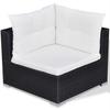 10 piece Garden Lounge Set with Cushions Poly Rattan Black