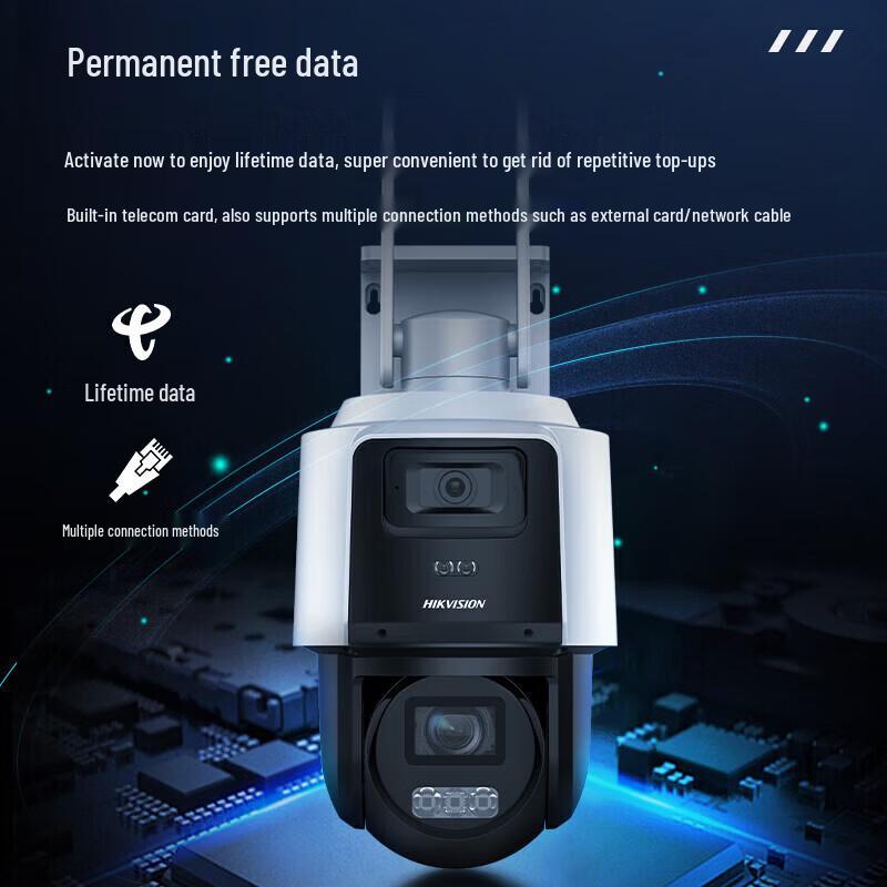 Hikvision Dual 4MP 4G Outdoor PTZ Camera with 12x Optical Zoom & Lifetime Data CN plug (adapter included)