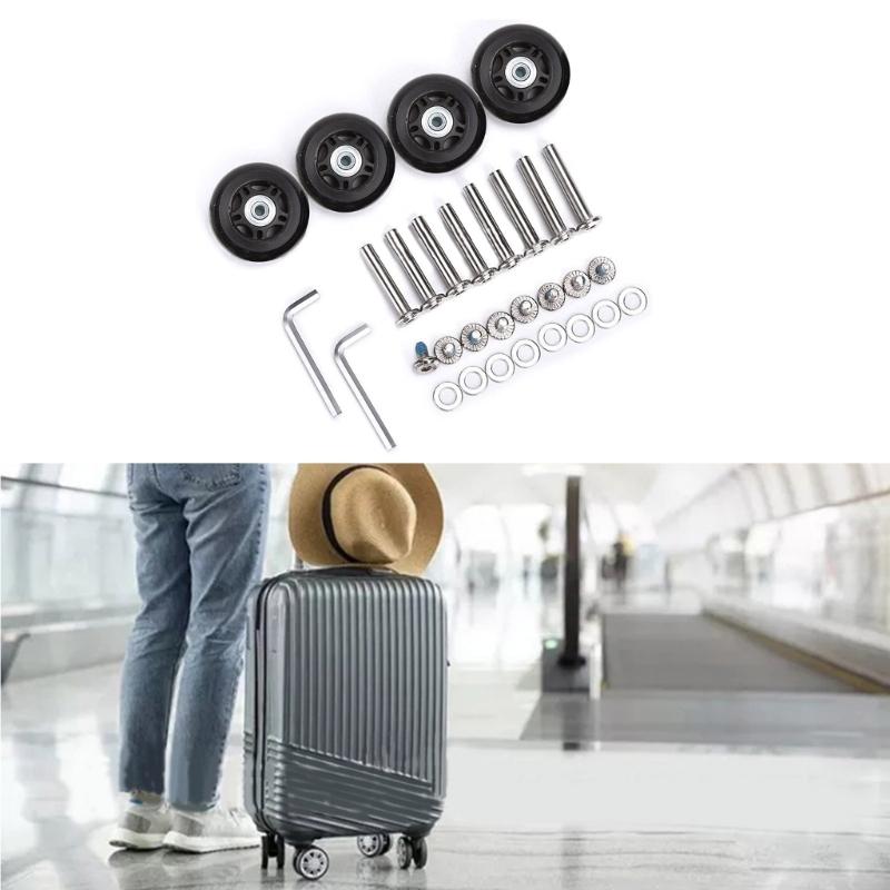 Rubber Casters Replacement for Luggage OD 45x18mm/70x24mm Metal Bearings Axles Heavy Duty Suitcase Wheel Replacement Kit