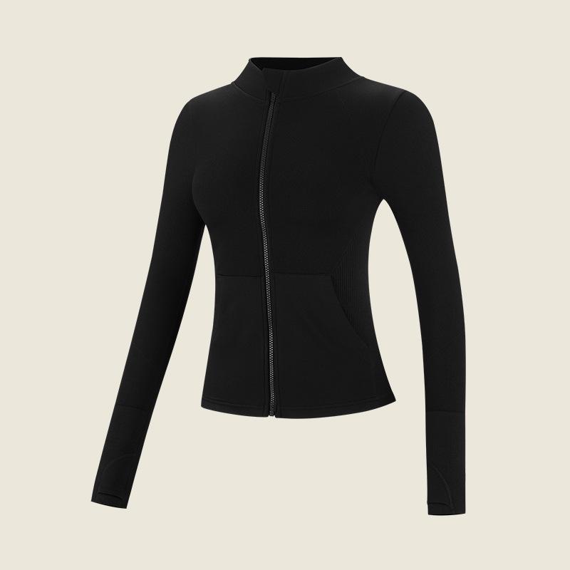 Women s Slimming Knit Fitness Wear: Long Sleeve Top, Sports Running Outfit, Yoga and Morning Run Clothing, Autumn/Winter Zipper Jacket M