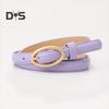 Women Belt Metal Oval Buckle Decor Multi Holes Design Adjustable Length Belt Imitation Leather Waist Strap Shirt Sweater Accessory