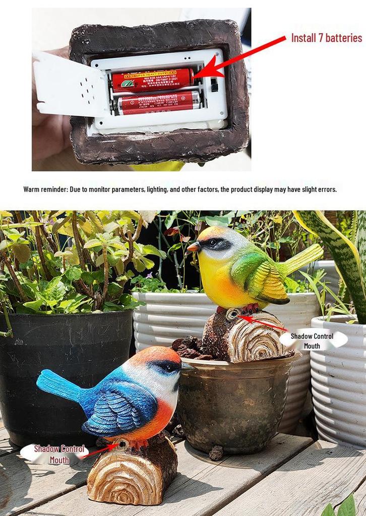 Realistic Chirping Bird Outdoor Garden Ornament - Resin Figurine for Landscaping