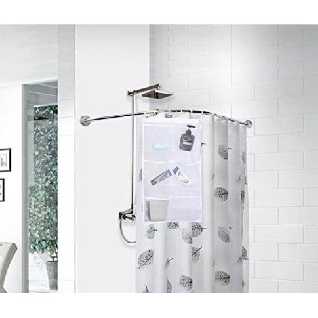 ALYER 6 Storage Pockets Hanging Mesh Shower Caddy,Space Saving Bathroom Accessories and Quick Dry Bath Organizer with Hanger,White