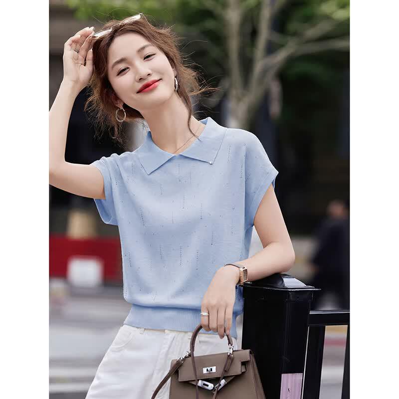 2026 Summer Fashion Slimming Knit Polo Top