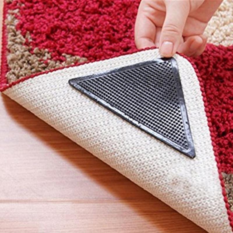 4 Stück / Set Wiederverwendbare Teppichzange Teppichzange Teppich Anti-Rutsch Silikon Griff für Badezimmer Zuhause Wohnzimmer