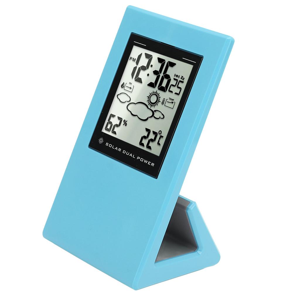 Wther Forcast Clock Solar Battery Powered LCD Display Timing Digital Temperature Humidity Meter for Home School