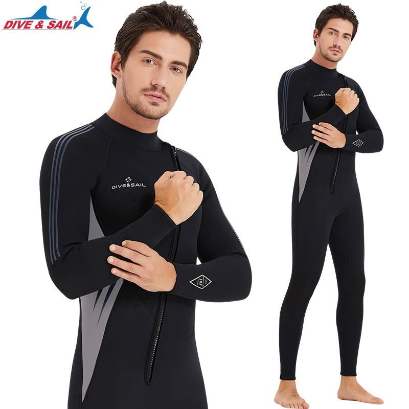 3mm Diving Suit Men's One-piece Thermal Surfing Long-sleeved Cold-proof Snorkeling Swimsuit