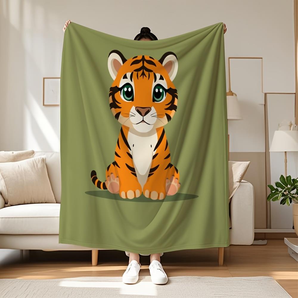

Cute tiger cartoon fleece blanket - durable all-season sheets, ideal for birthdays, Christmases, Valentine s Days and weddings 75x90cm