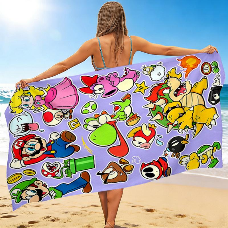 1Pc Super Mario Adventure Beach Towel, Quick Dry, Multi-Use for Beach Pool Gym Yoga Home Travel, Christmas, Halloween, Xmas Gift M928215