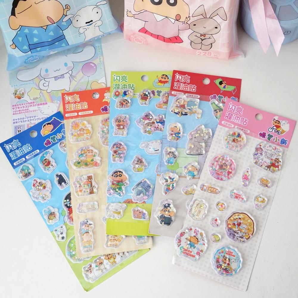 Genuine Crayon Shin-Chan 3D Oil-Filled Quicksand Sticker Scrapbook Diary Decor Stickers Water Mug Phones Laptop Decals Girl Gift
