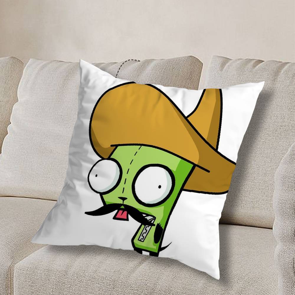 cool Invader Zim Gir I love Pillow Case Square Double-Sided Printing Short Plush Sofa Cushion Cover Bedroom Bedside Pillow