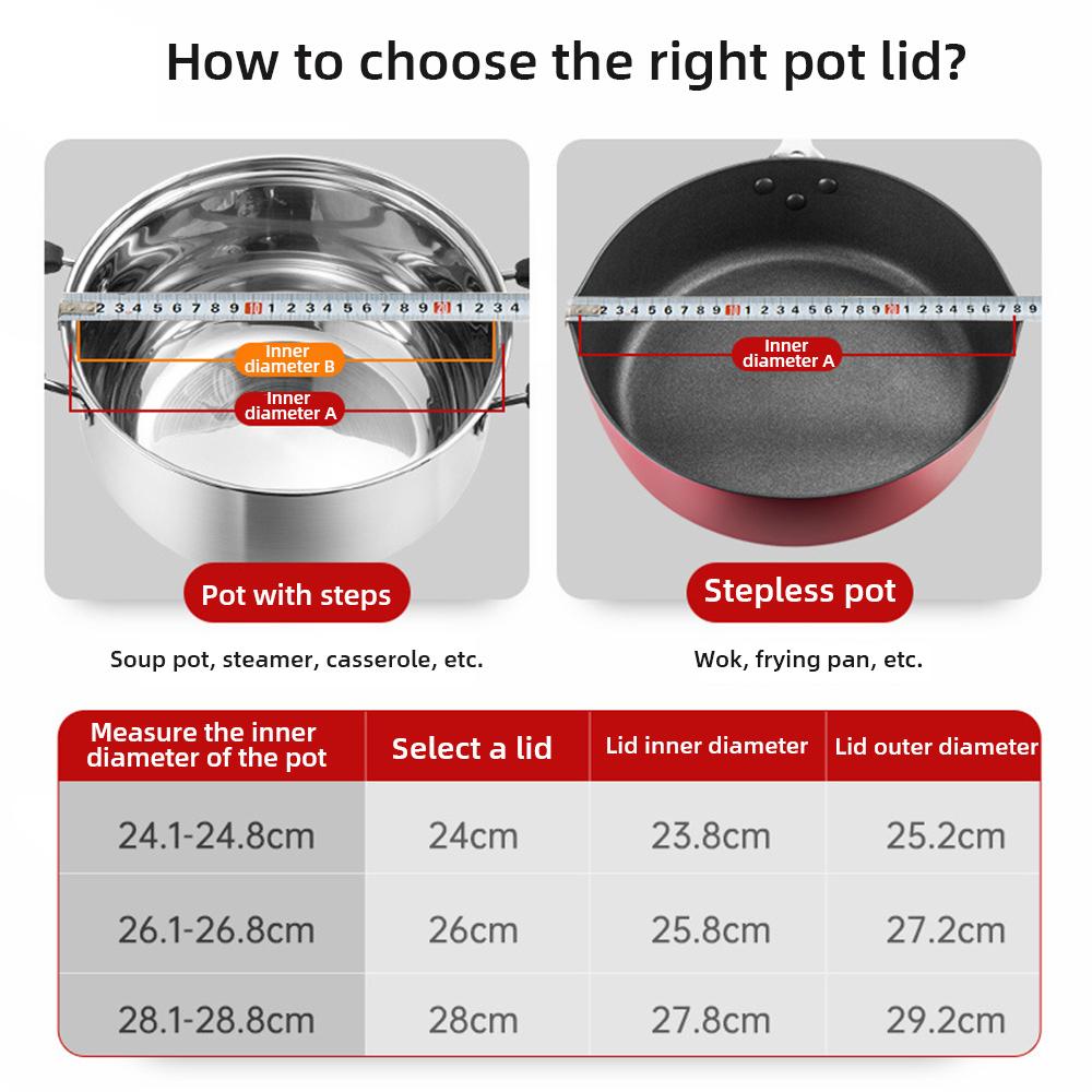 Cooker King Pot Cover 24/26/28/30/32cm Household Frying Pan Tempered Glass Cover Kitchen Wok Pan Universal Splash-Proof