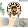 [Segno Rum Tropicale] Piatto 2D, 1 pz Segno da Parete in Metallo Rum & Cocco Tropicale Caraibico - Rotondo Alluminio Durevole Arte da Spiaggia con Palme & Pappagallo per Bar