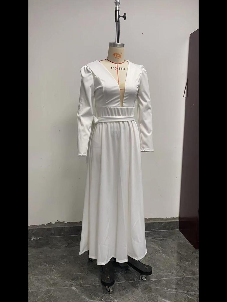 Weißes, schmales, langes Kleid im französischen Stil für Damen – Europäische und amerikanische Eleganz im Frühjahr/Sommer 2025