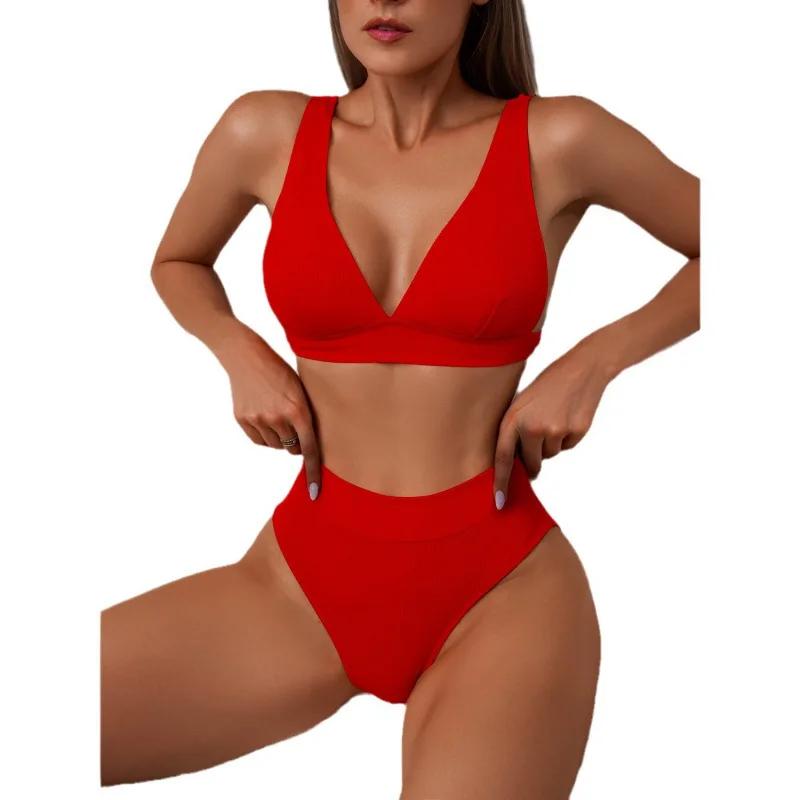 Sexy High-Waist Bikini Swimsuit 2025 New Independent Station Cross-Border Swimwear Separate Station Hot Sale Sensual Bikini Set
