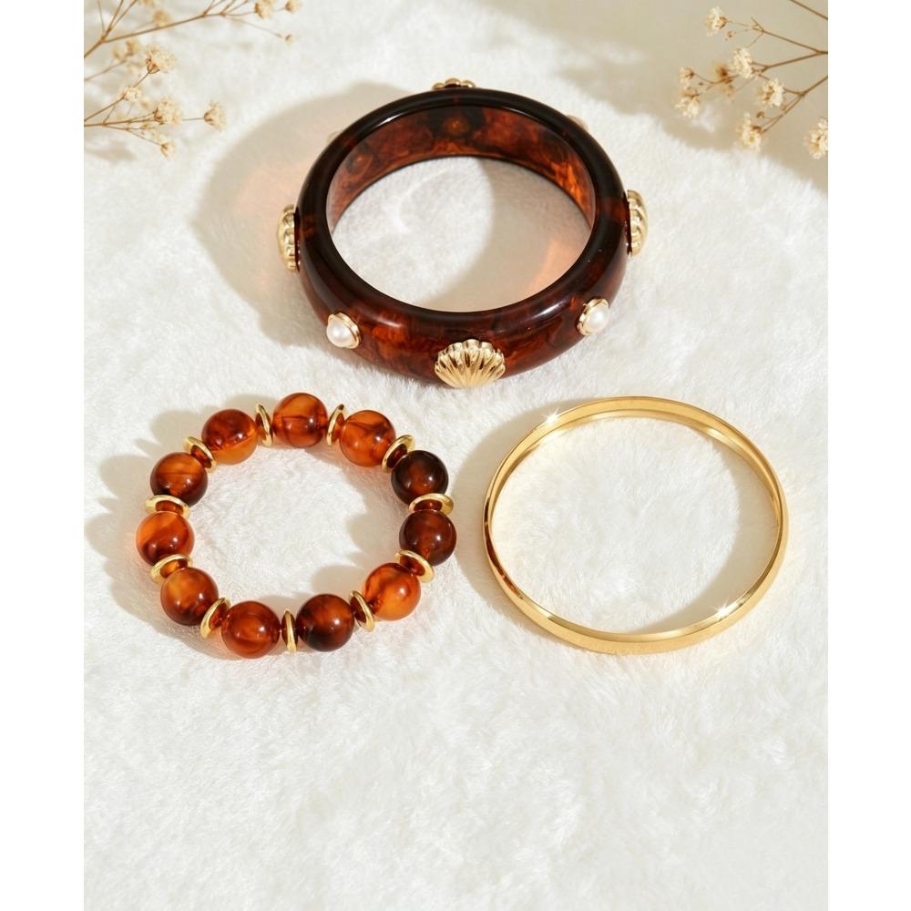 European and American Retro Smudge Round Splicing Bracelet, Personality Trend Versatile Bracelet, Niche High-end Exaggerated Jewelry Women