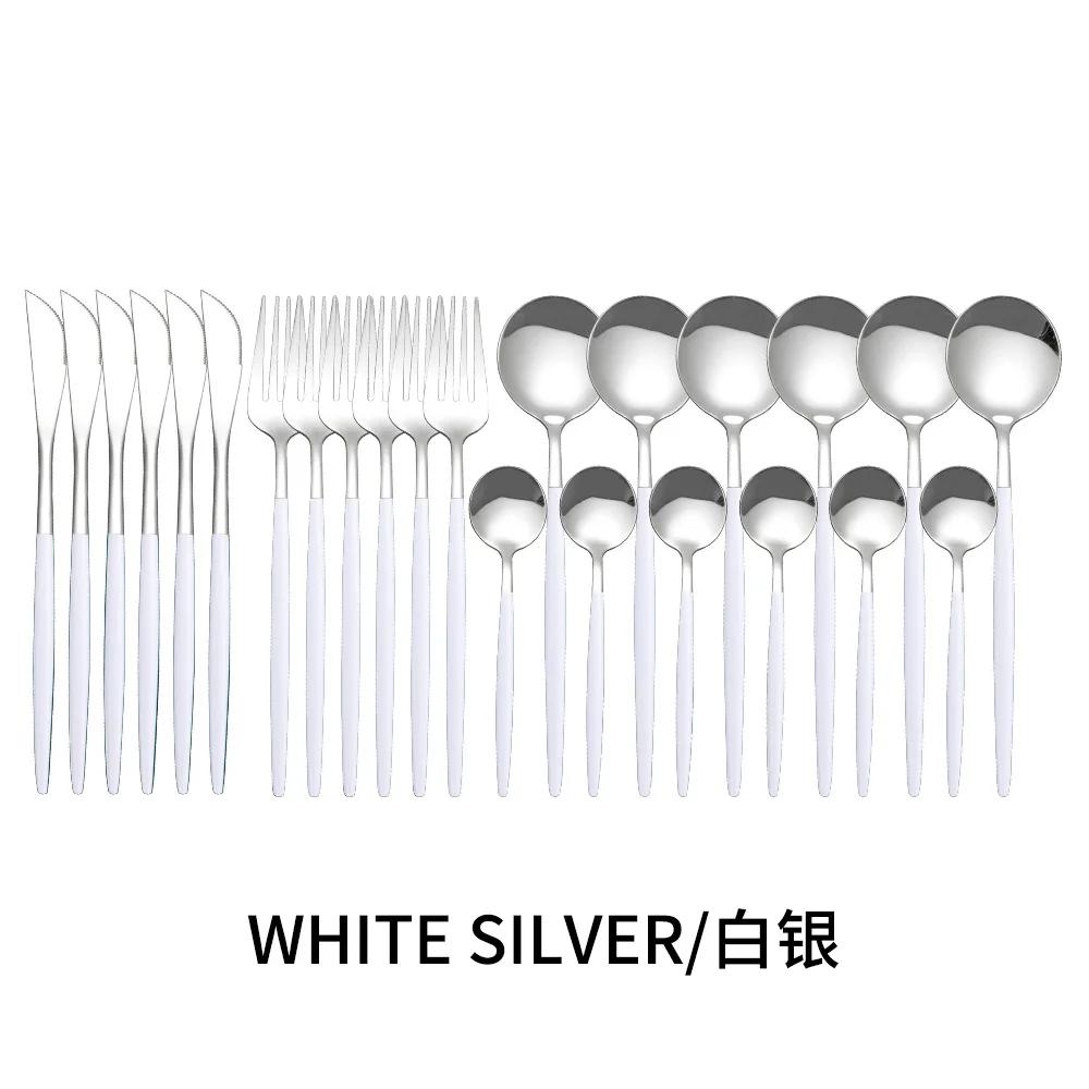 24-teiliges Gold-Geschirrset, Edelstahl-Geschirrset, Messer, Gabel, Löffel, Besteckset, spülmaschinenfest, Besteck