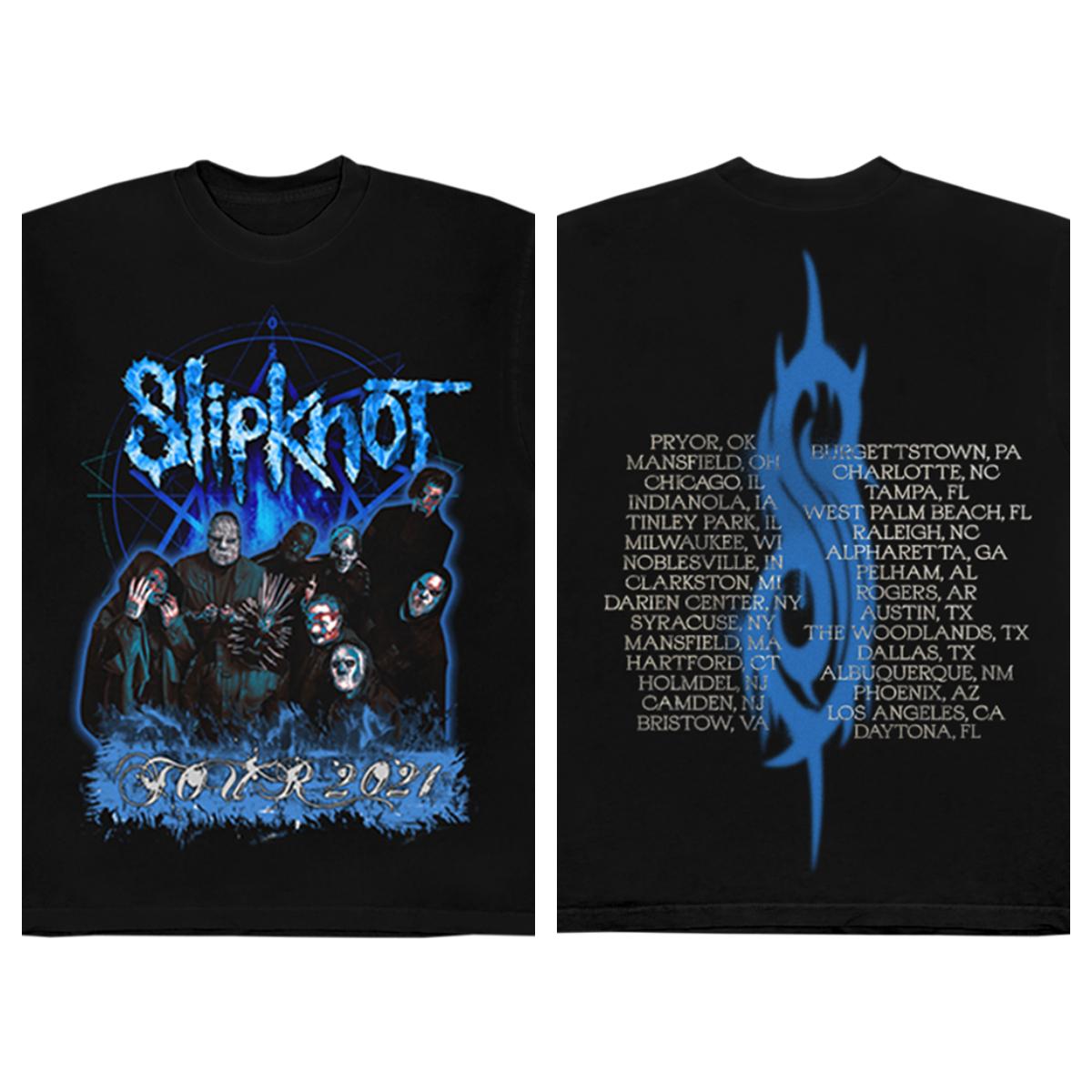 Slipknot 2021 North American Tour Band Members Mask Double-Sided Vintage T-Shirt, Unisex Nu-Metal Fan Streetwear Tee, 100% Cotton Casual Short Sleeve 4XL