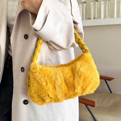 New High-end Plush Bag Women's Versatile Fashion Portable Small Square Bag Trendy Shoulder Armpit Bag
