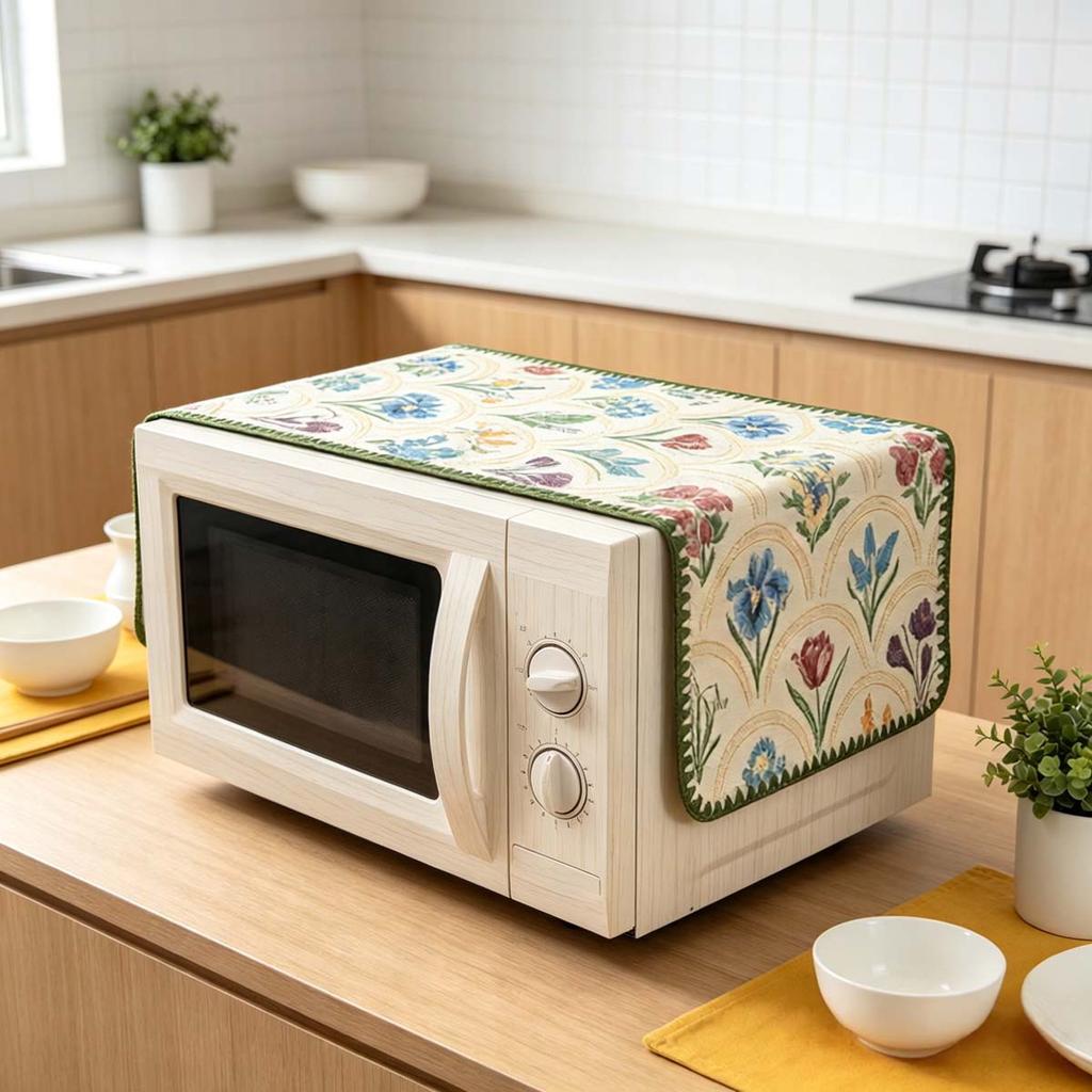 30x90cm Easy to Install Cotton Linen Microwave Dust Cover Anti Dust Cover