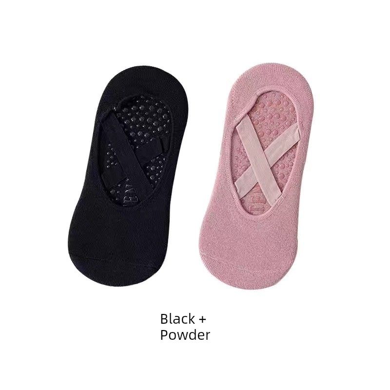 

Женские профессиональные нескользящие носки для йоги, напольные носки для занятий спортом в помещении, пилатесом, со шлейкой, низкие носки, фитнес Black + lotus root starch
