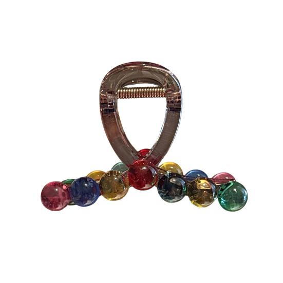 Yousheng Hair Claw Colorful Transparent Beads Decor Hair Clip Strong Grip Non-Slip Large Size Back Head Shark Hair Claw Hair