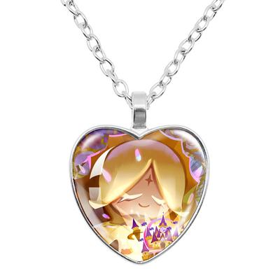 Jeu Casual Cookie Run Kingdom Bête Ancienne Ombre Cookie au Lait Collier Cœur 25mm Accessoires en Alliage faits main Cadeau pour Fans