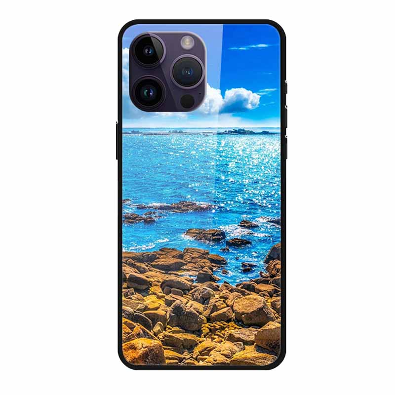 Tempered Glass Case For iphone 15 Pro Max Case Hard Glass Back Cover Soft TPU Bumper For iphone 16 Pro Max Phone Case 16Pro Max