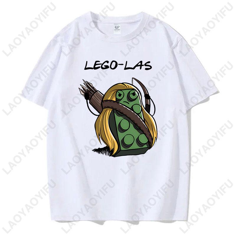 Funny Anime Cartoons Lego-las Printed T-shirt Humor Style Summer Fashion Short-sleev T Shirt Y2k Streetwear Cotton Tee Camisetas