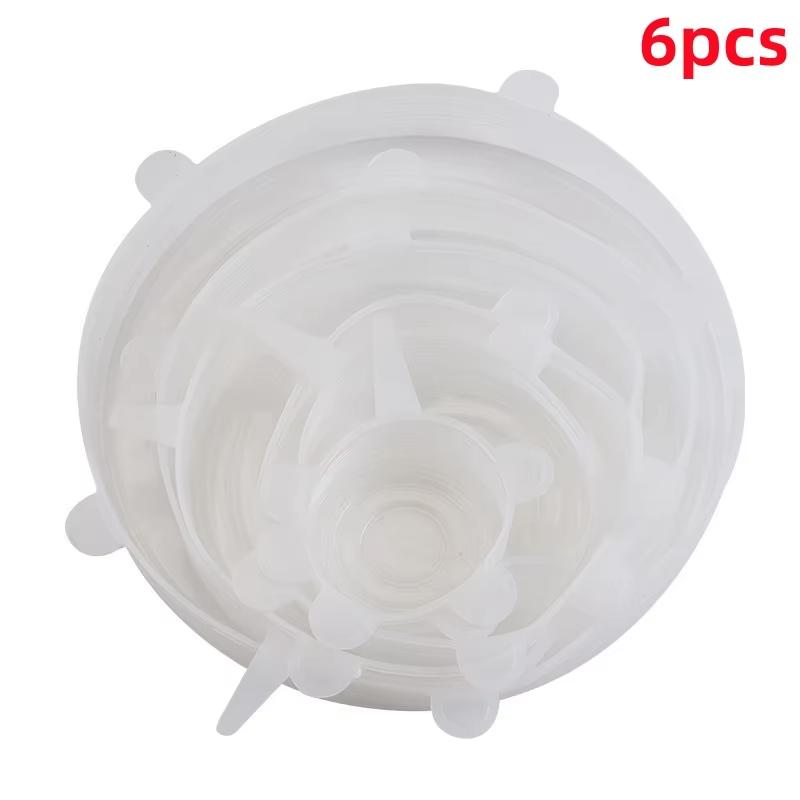 

6pcs Reusable Silicone Stretch Lids For Food Bowls - Multifunctional Fruit And Vegetable Fresh-Keeping Cover