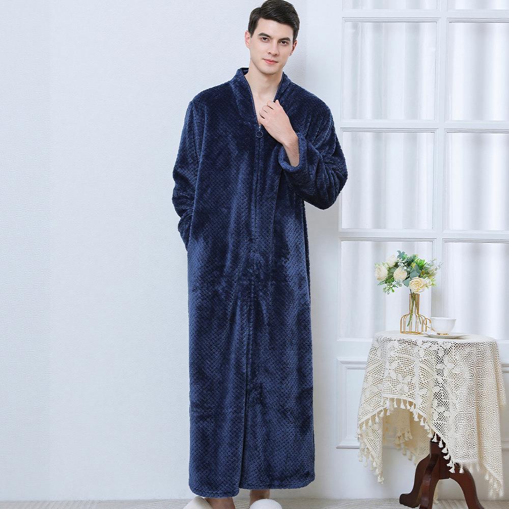 Winter Flannel Hooded Nightgown: Thick Coral Fleece, Long Sleeve, Plus Size, Ready Stock