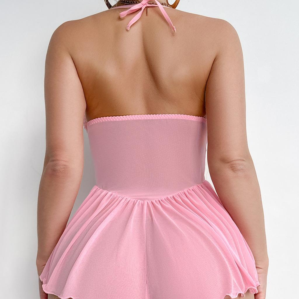 Sexy onesie sex see-through outfit lace flower mesh stitching sex onesie