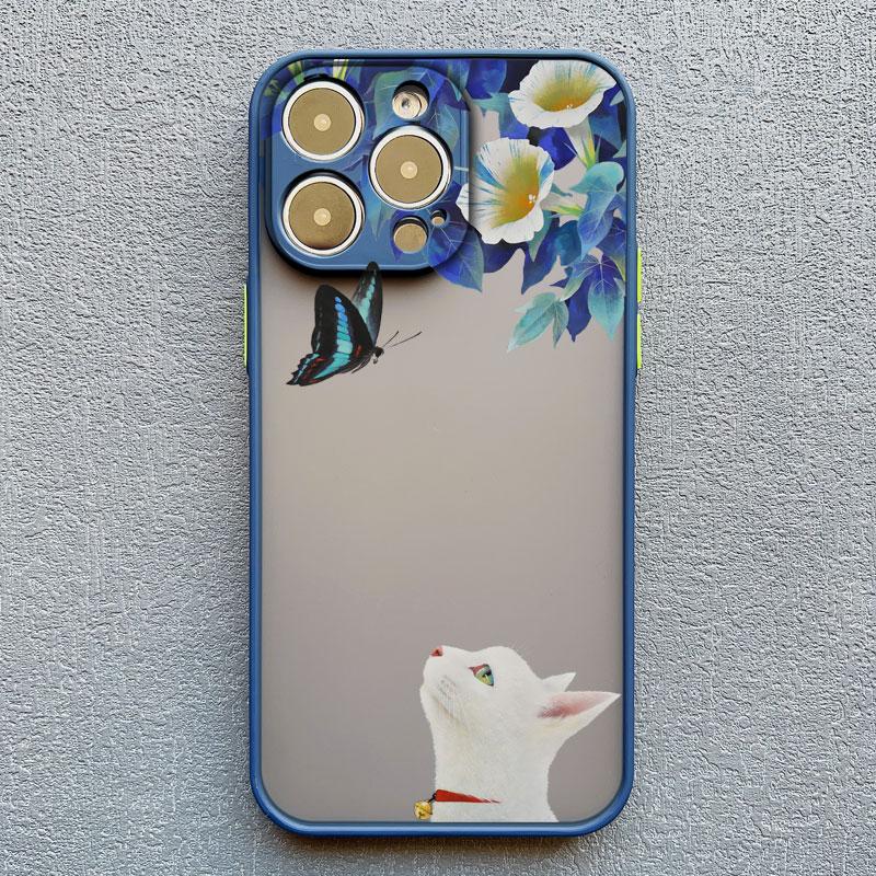 Lovely Black Cats And Flower Phone Case For iPhone 17 16 15 14 13 12 11 Pro Max Mini 15 14 Plus XR X XS Shockproof Back Covers