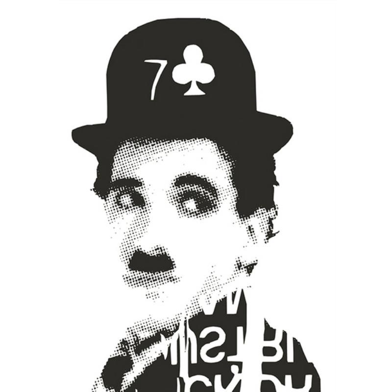 Černobílý komediální mistr Charlie Chaplin a Chlapec Filmové plakáty Plátno Tištěný obraz Nástěnné umění Obrázky Pokoj Domácí dekorace