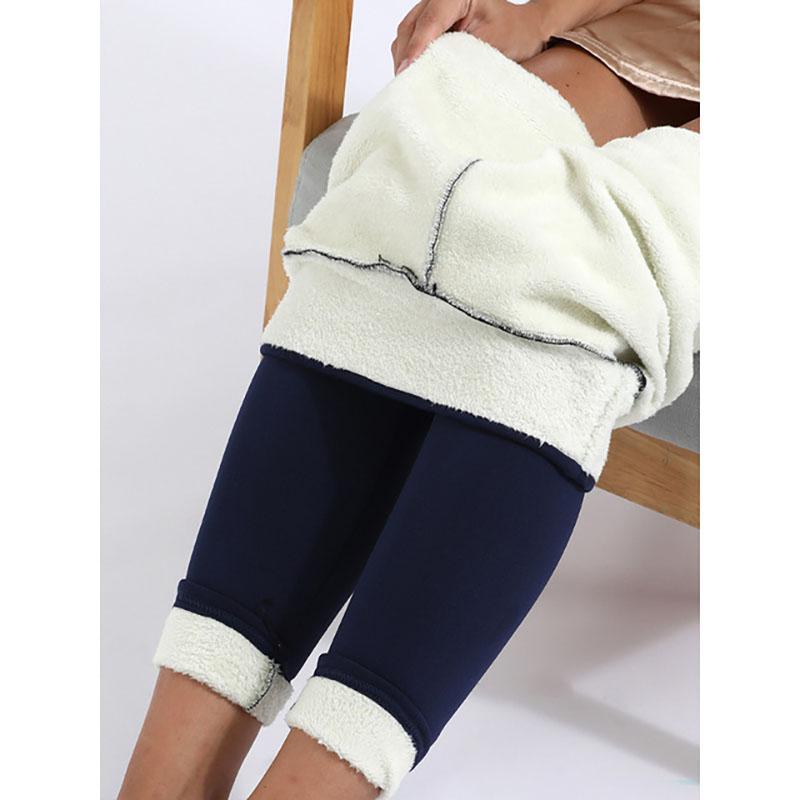 Winter Large Size Velvet Womens Solid Color Thick Pants Fleece Thick Elastic Leggings