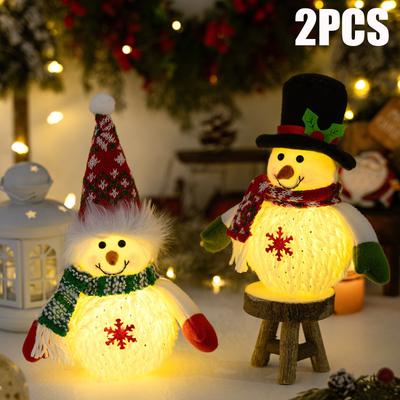 Leuchtende Weihnachtsschneemann-Figur, beleuchtete Schneemann-Figur mit Zylinder, Weihnachtsgeschenk