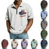 Men's Collared Short Sleeve , Independence Day Flag Letter Print Loose Casual Summer Tops