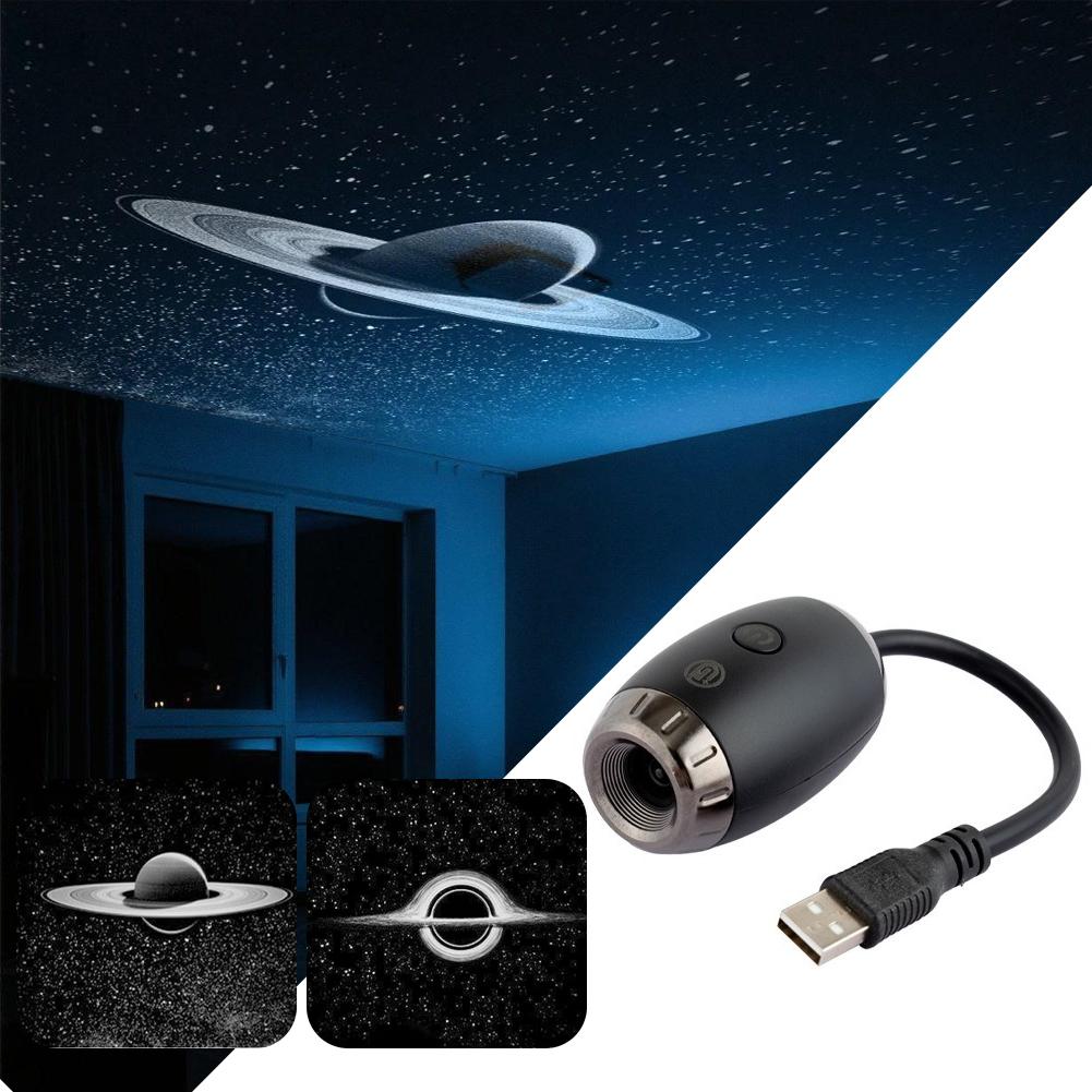 USB LED Starry Car Atmosphere Light Adjustable Focus Large Range Projection Romantic Saturn Galaxy Party Interior Decor Light