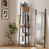 Coat Rack with 4 Levels, Free-Standing Clothes Stand, 8 Hooks, 4 Shelves, Industrial Style, Metal, Chipboard, Brown