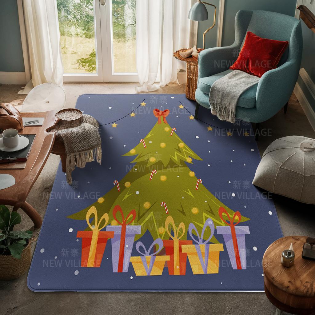 House Entrance Carpet Home Door Mat Living Room Bath Foot Bathroom Non-slip Water Absorption Rugs Bath Merry Christmas Winter